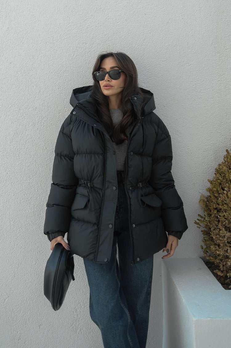 Siyah Patton Şişme Mont