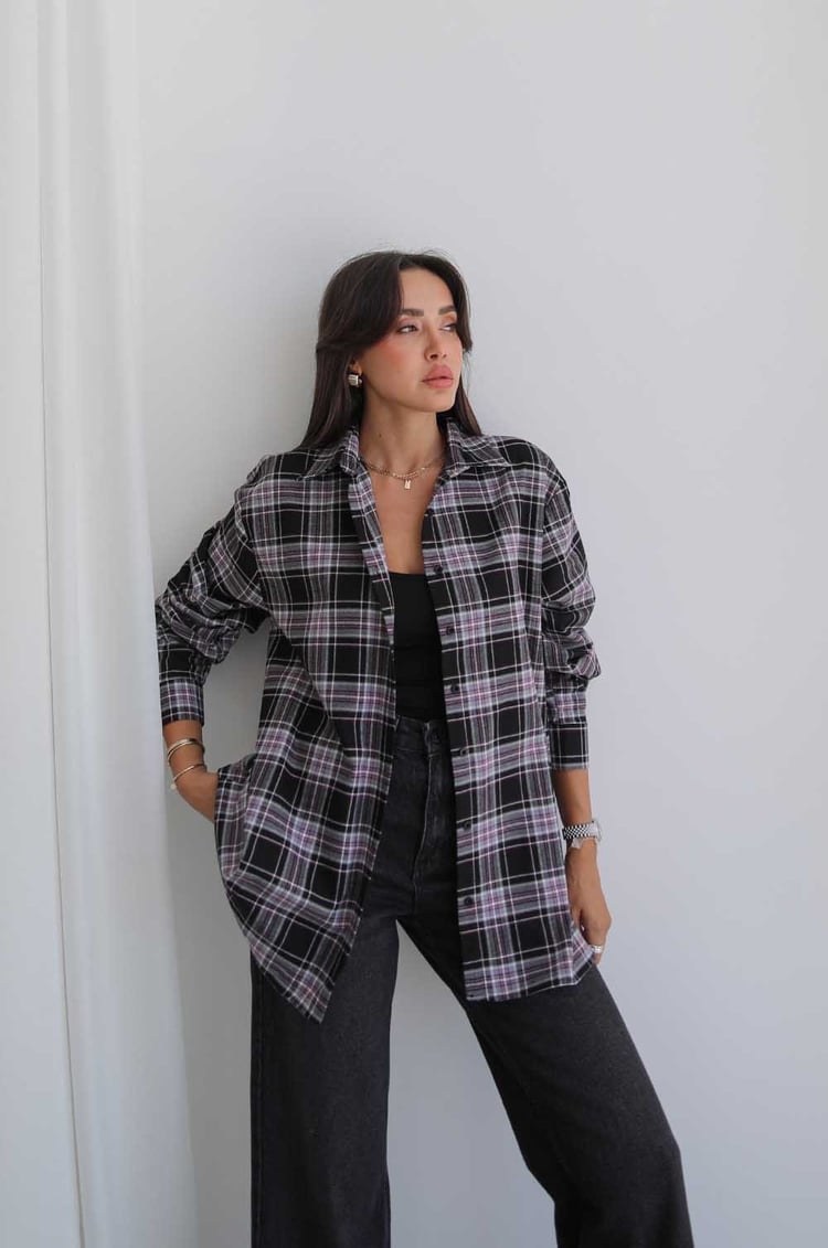 Siyah Plaid Oduncu Ekose Gömlek