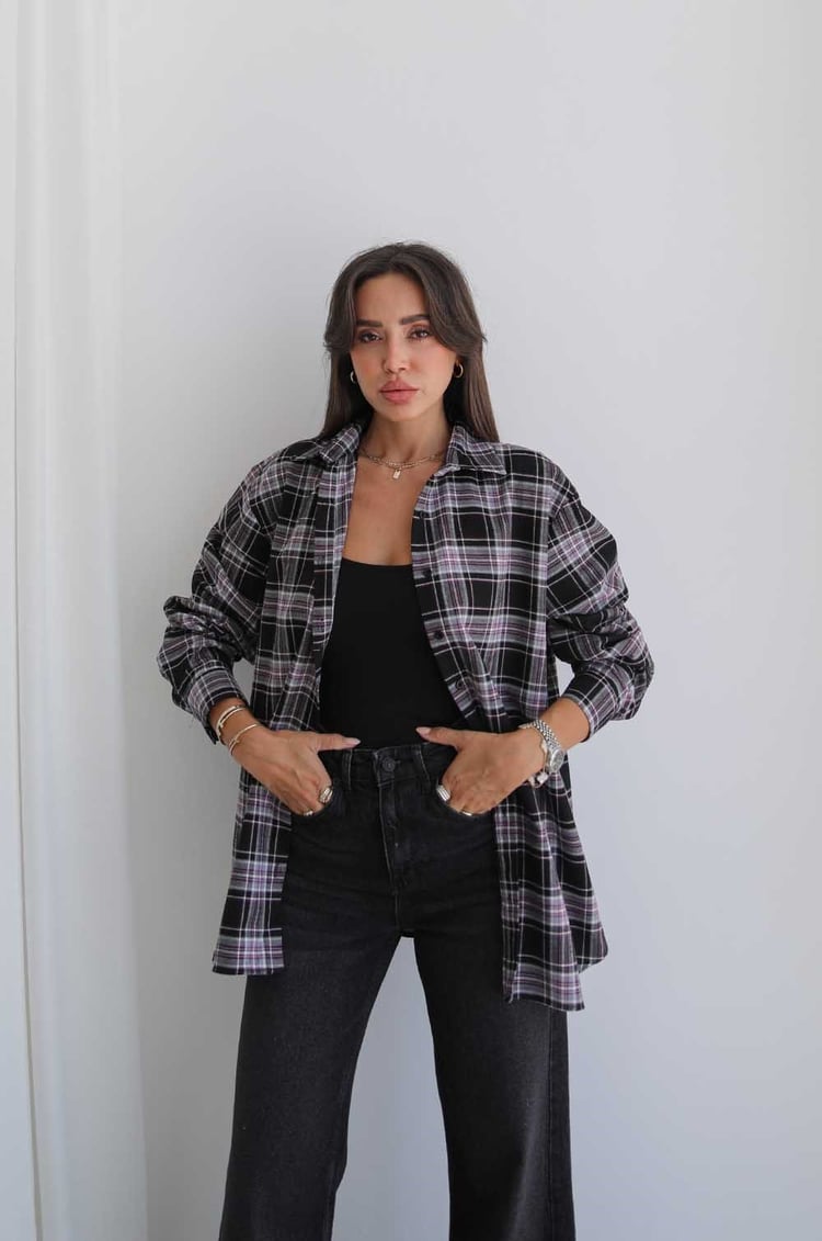 Siyah Plaid Oduncu Ekose Gömlek