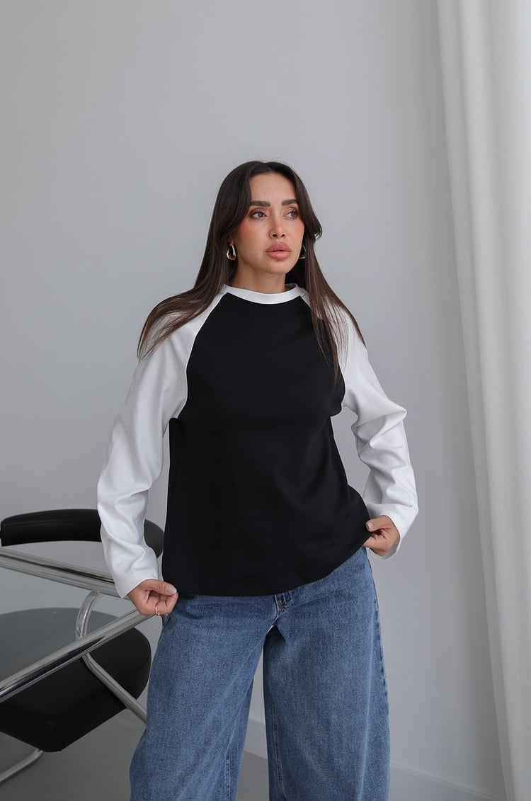 Siyah Reglan Kol Sweatshirt