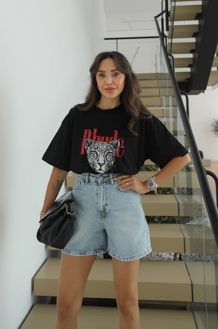 Siyah Rhude Baskılı Tişört