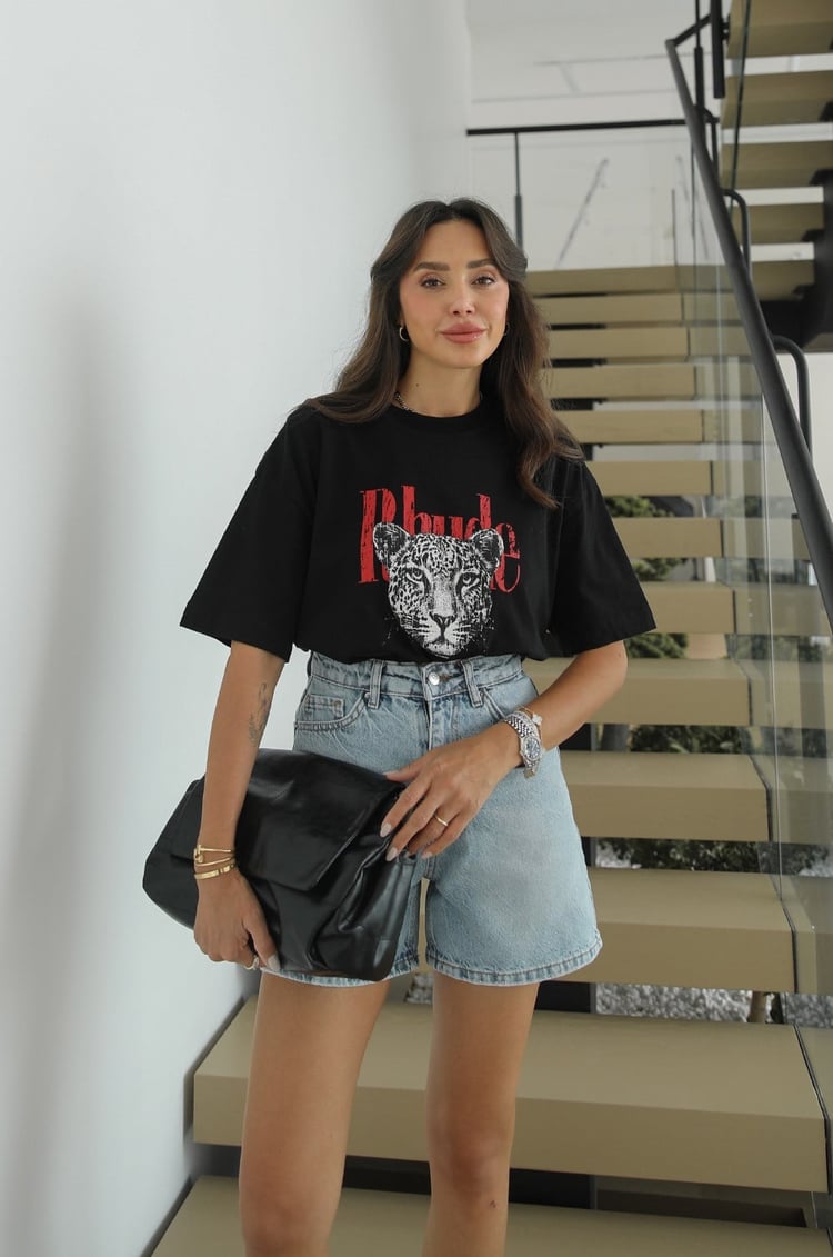 Siyah Rhude Baskılı Tişört