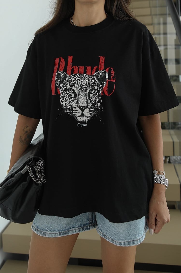 Siyah Rhude Baskılı Tişört