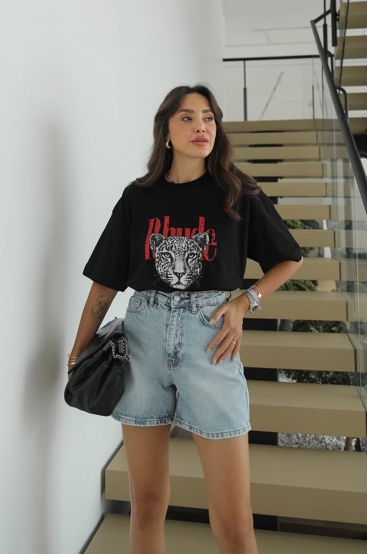 Siyah Rhude Baskılı Tişört