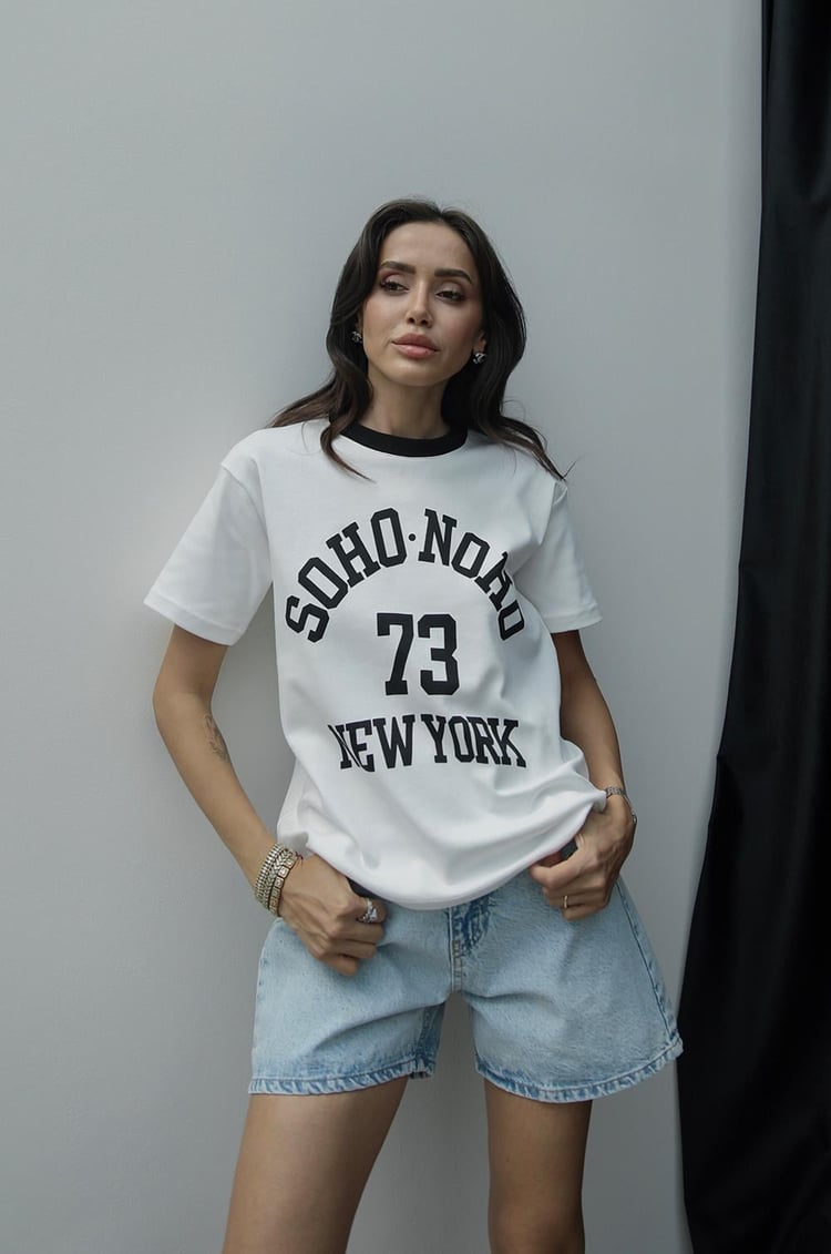 Siyah Soho Noho Baskılı Tişört