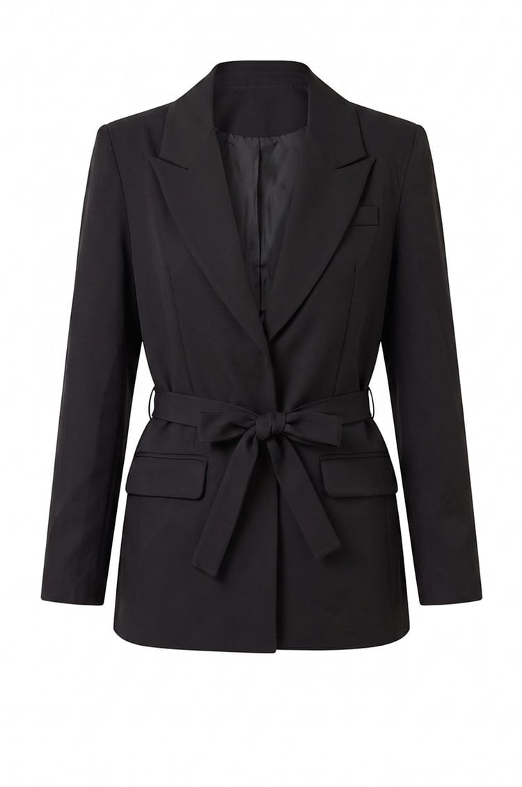 Siyah Sydney Kuşaklı Blazer Ceket 