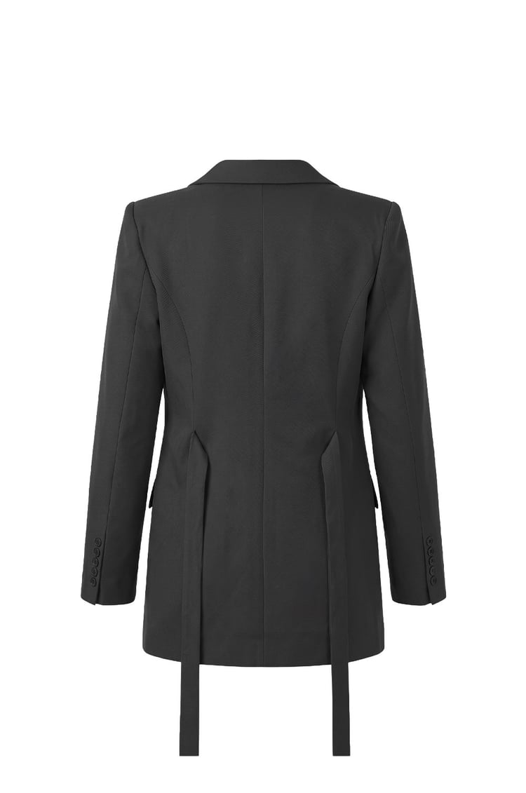 Siyah Sydney Kuşaklı Blazer Ceket 