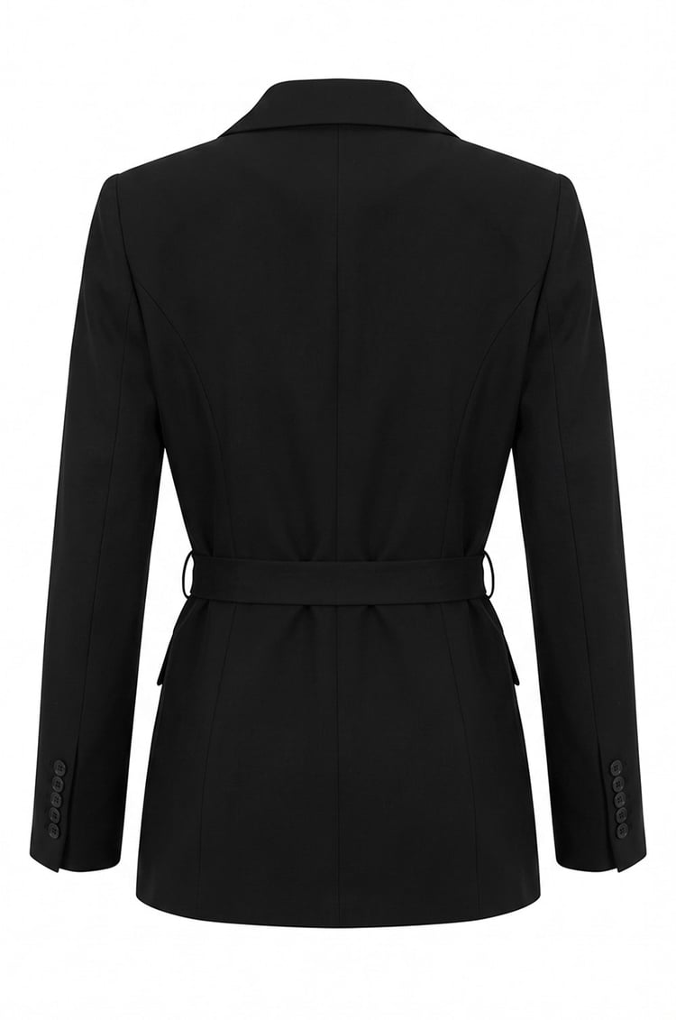 Siyah Sydney Kuşaklı Blazer Ceket 