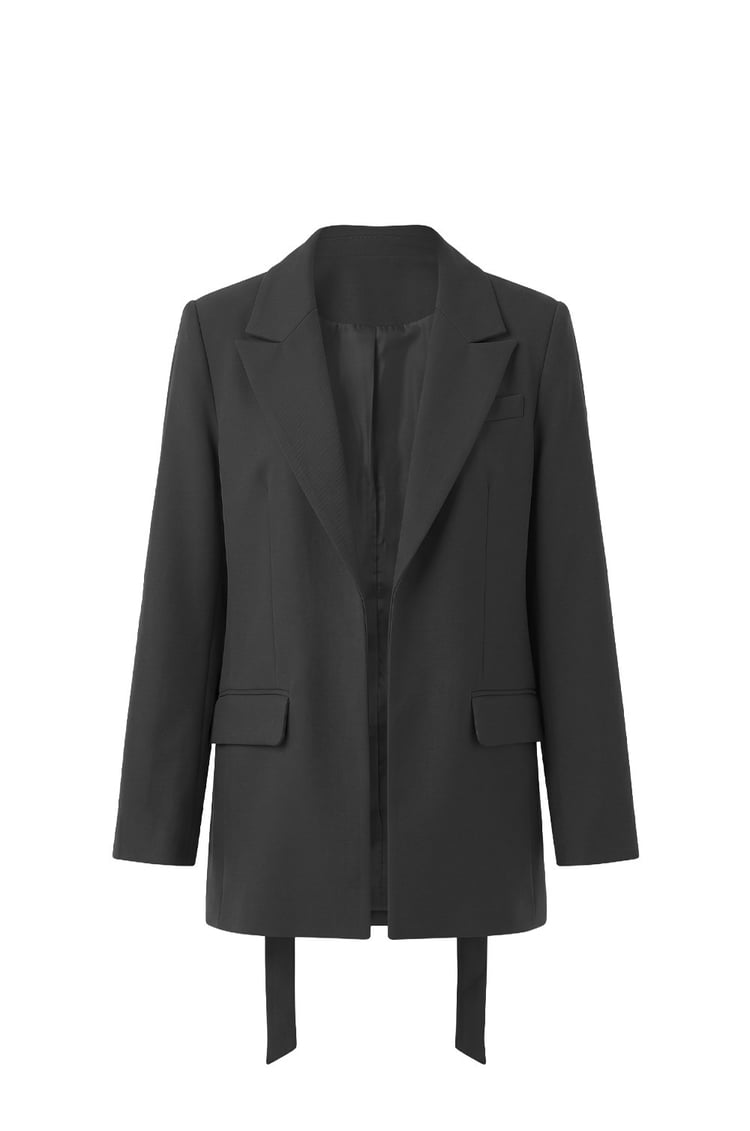 Siyah Sydney Kuşaklı Blazer Ceket 