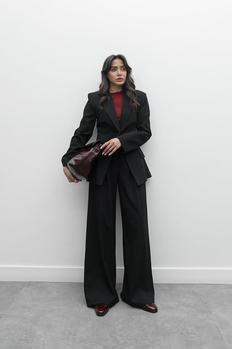 Siyah Tek Düğme Blazer Pantolon Takım
