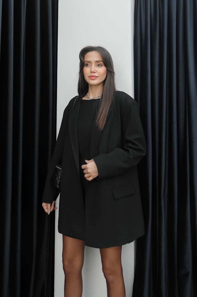 Siyah Tek Düğmeli Blazer Ceket