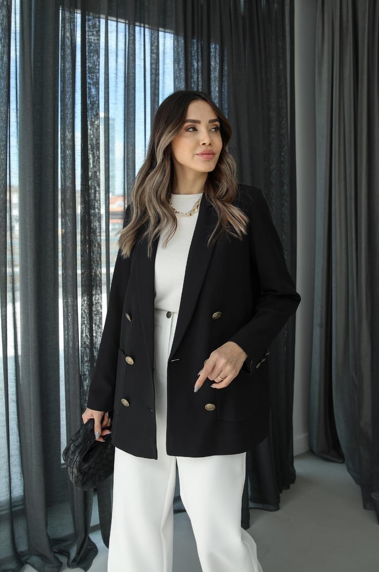 Siyah Torba Cepli Blazer Ceket