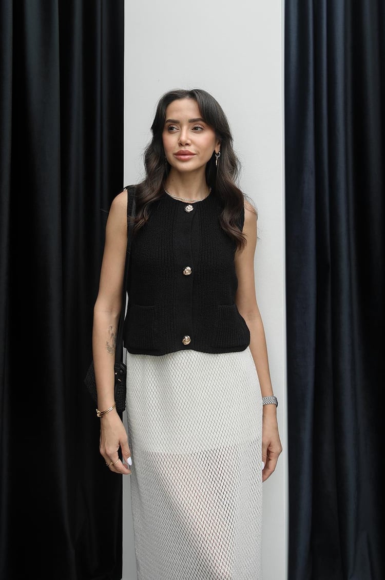 Siyah Triko Bluz Yelek