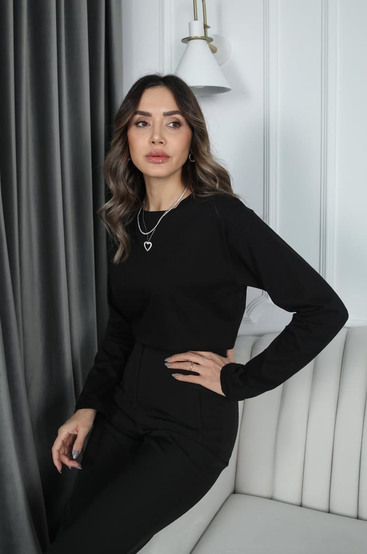 Siyah Uzun Kollu Basic Tişört