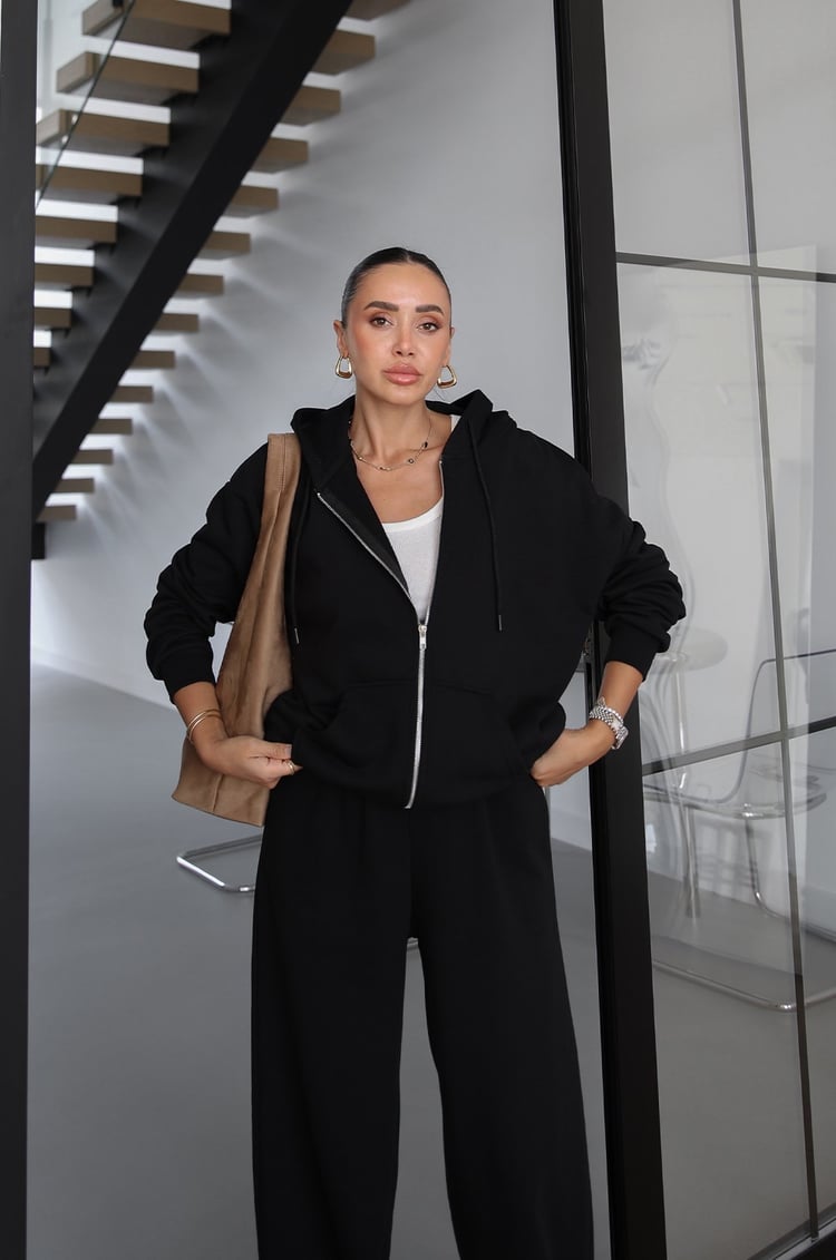 Siyah Vedra Sweat Eşofman Takım