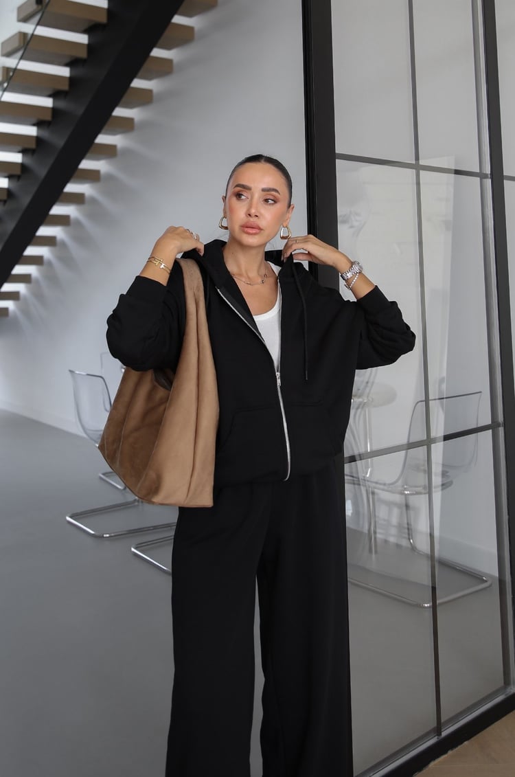 Siyah Vedra Sweat Eşofman Takım