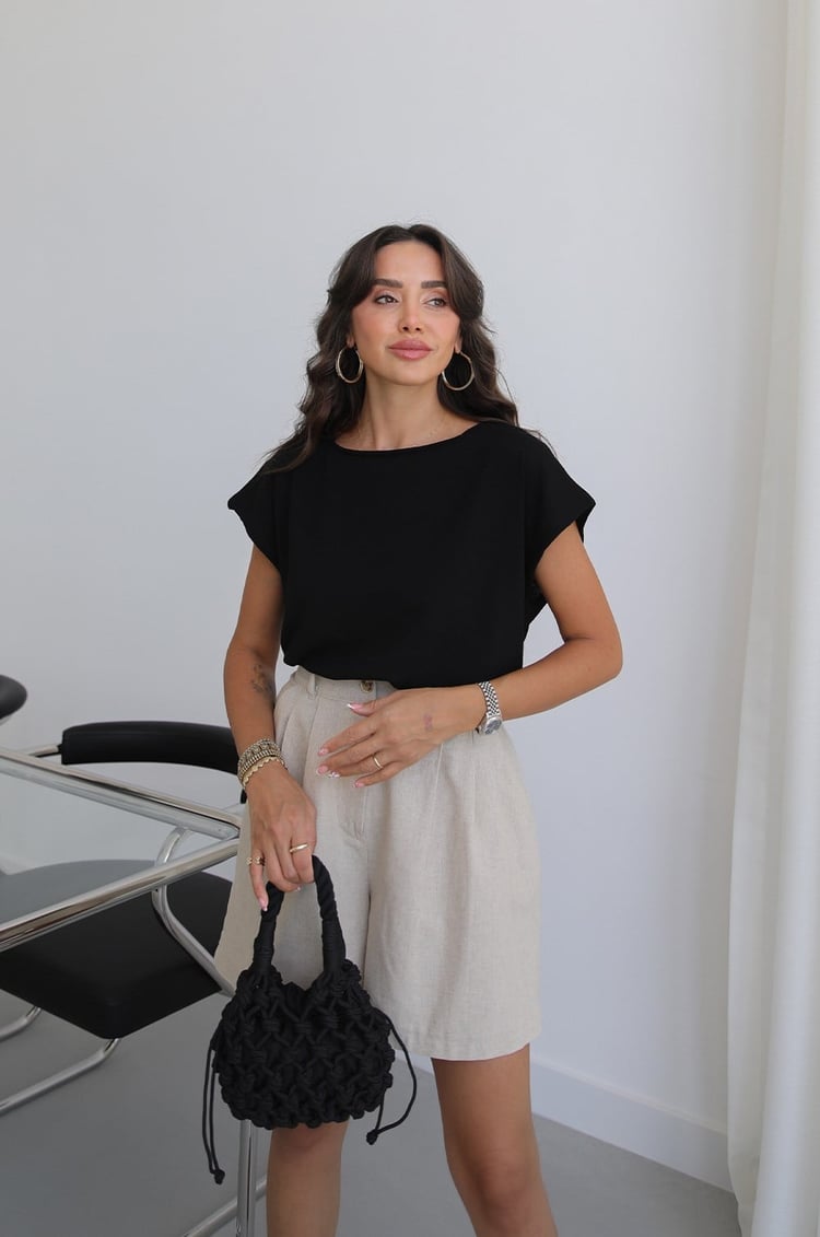 Siyah Vindo Yumuşak Dokulu Triko Bluz