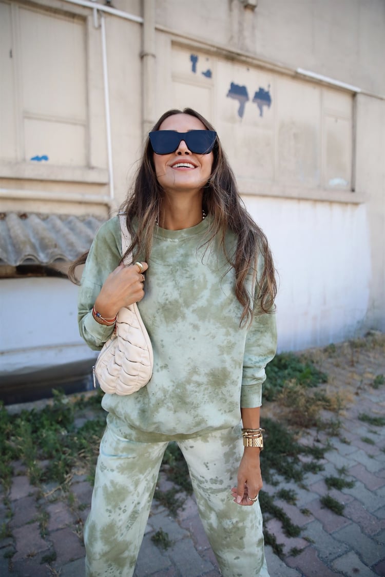 Soft Yeşil Batik Desenli Eşofman Takım
