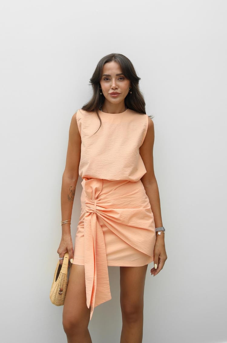 Somon Fiyonk Detaylı Etek Bluz Takım