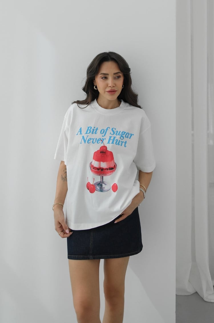 Sugar Never Baskılı Tişört