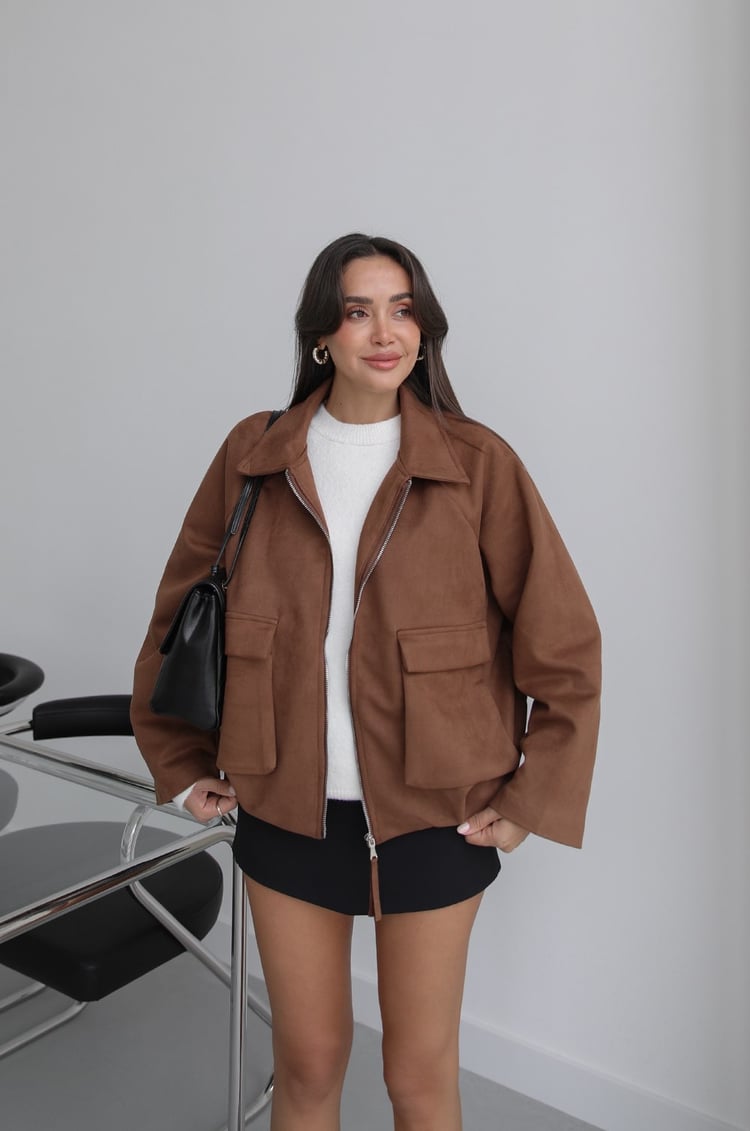 Taba Torba Cepli Süet Bomber Ceket