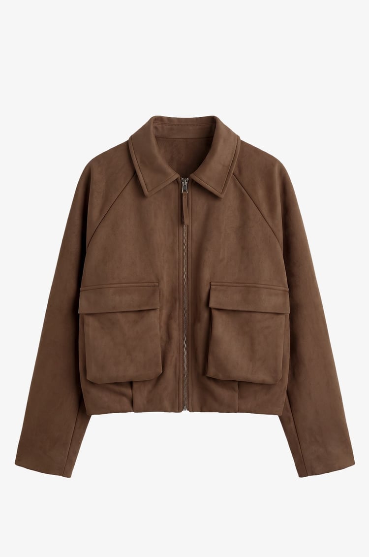 Taba Torba Cepli Süet Bomber Ceket