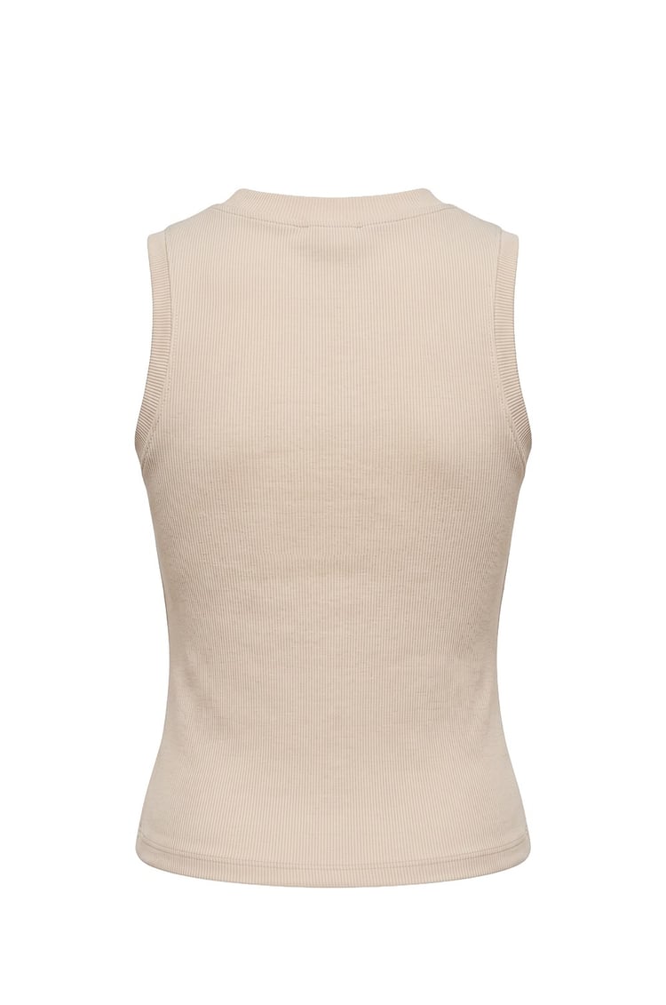 Taş Rengi Halter Yaka Fitilli Atlet