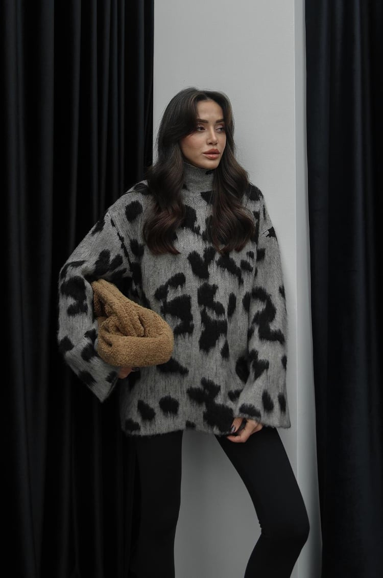 Taş Rengi Madison Yarım Balıkçı Leopar Kazak