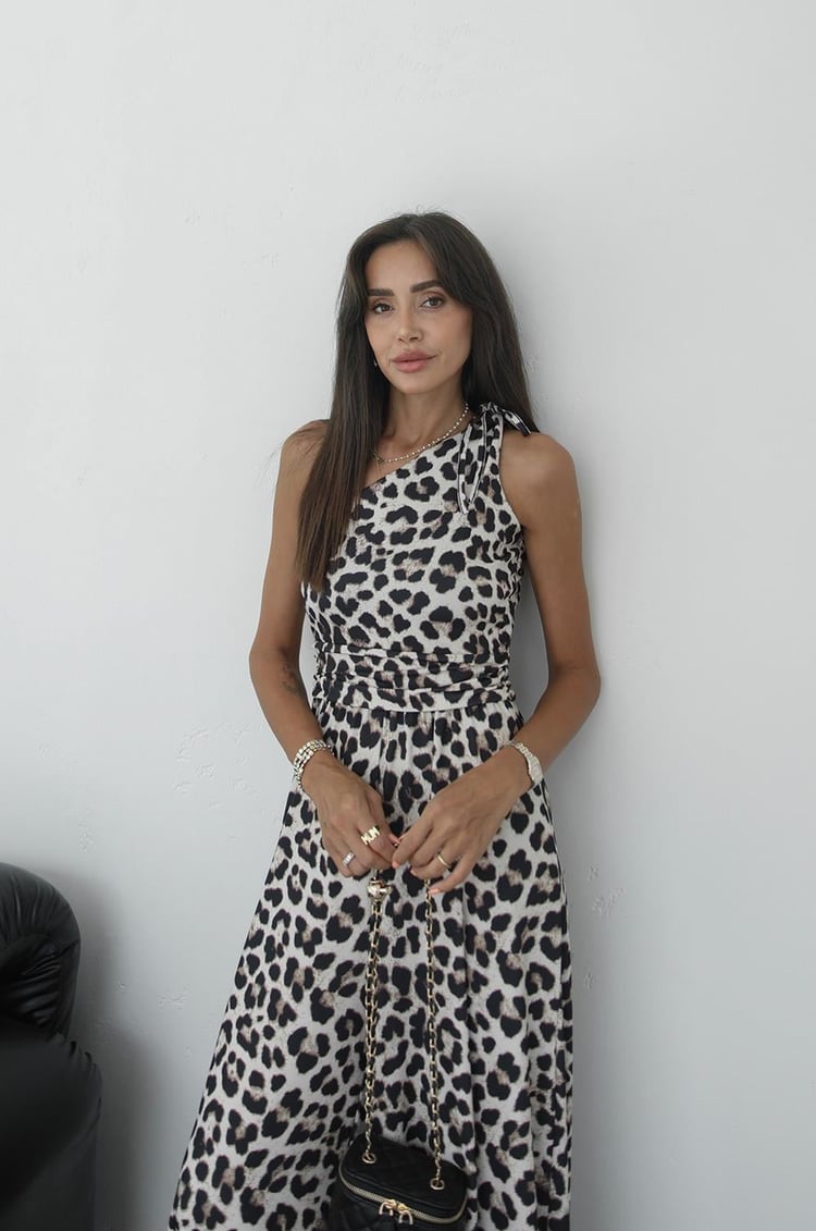 Tek Omuz Bağlamalı Leopar Tulum