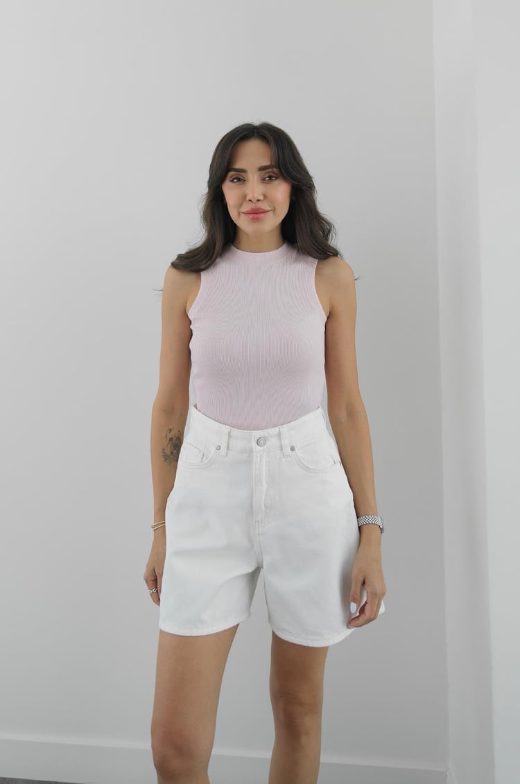 Toz Pembe Halter Yaka Fitilli Atlet