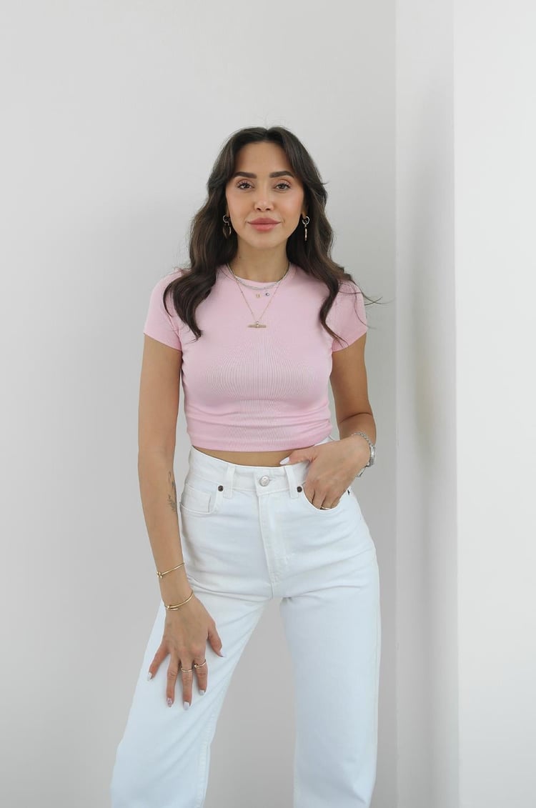 Toz Pembe Modal Crop Top