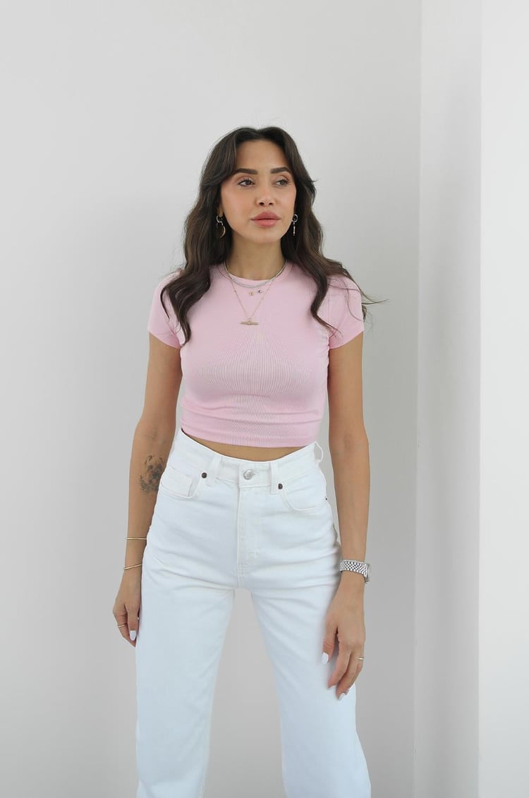 Toz Pembe Modal Crop Top