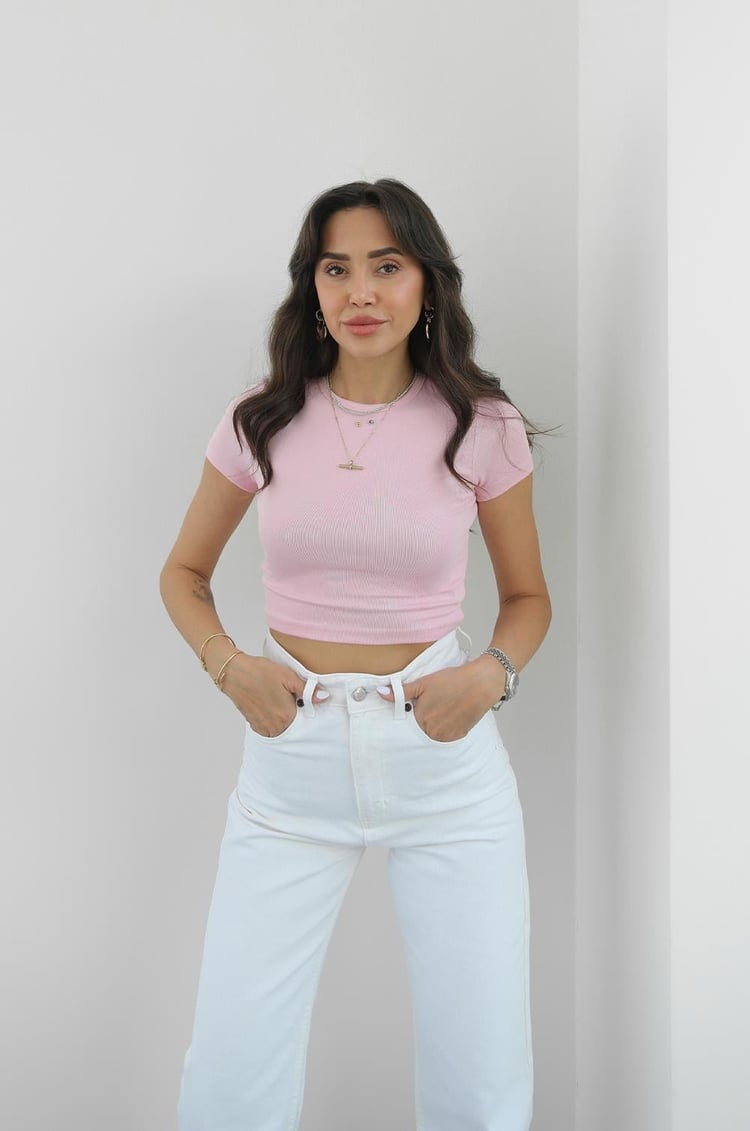 Toz Pembe Modal Crop Top
