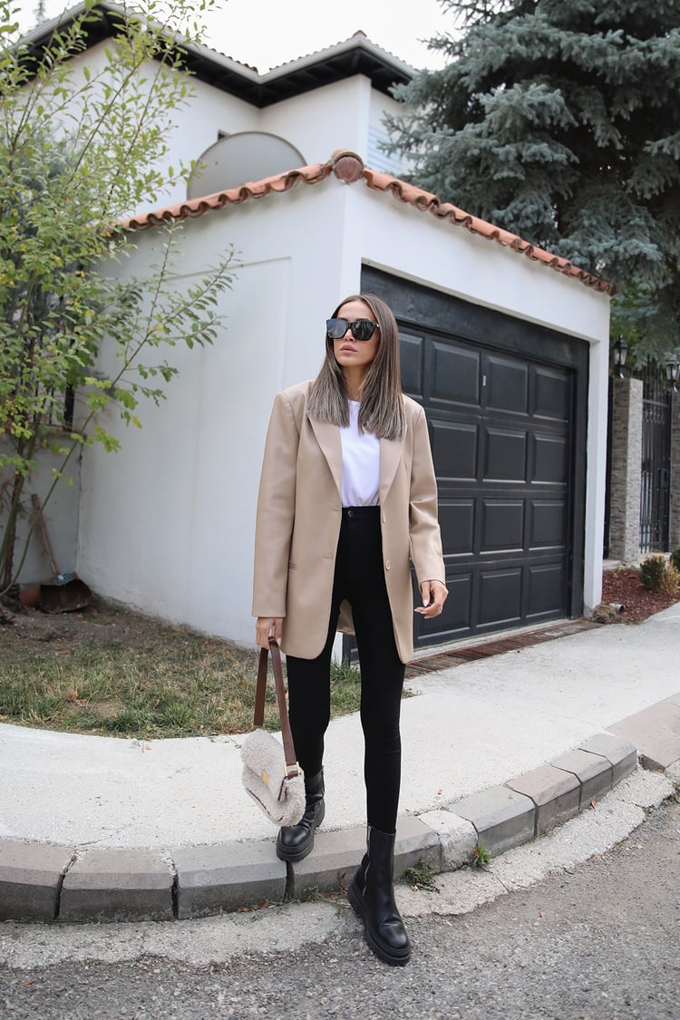 Vizon Deri Blazer Ceket