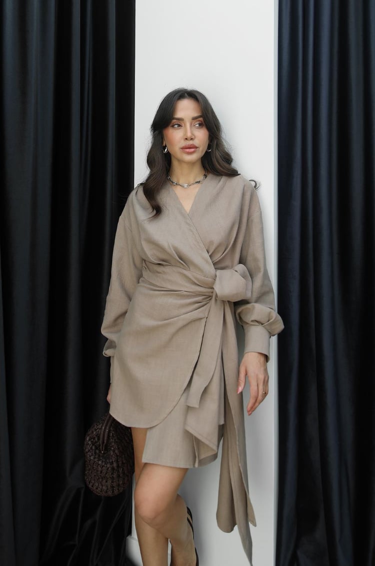 Vizon Fier Anvelop Bağlamalı Elbise