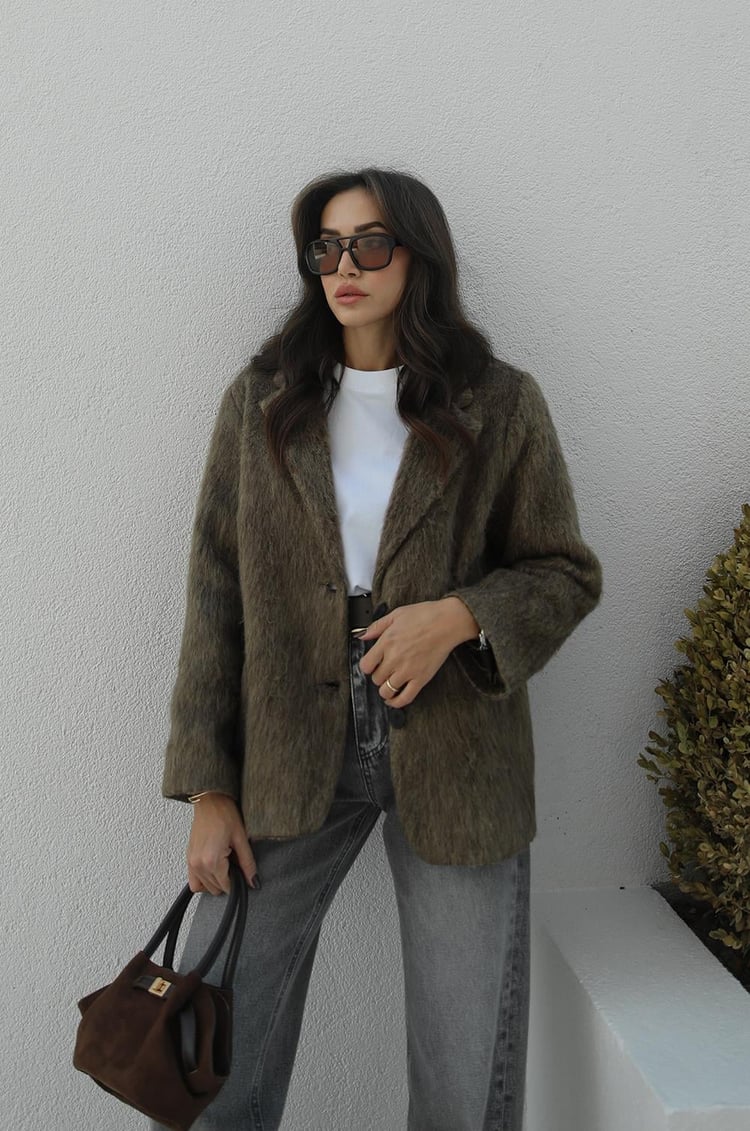 Vizon Kırçıllı Kaşe Blazer Ceket