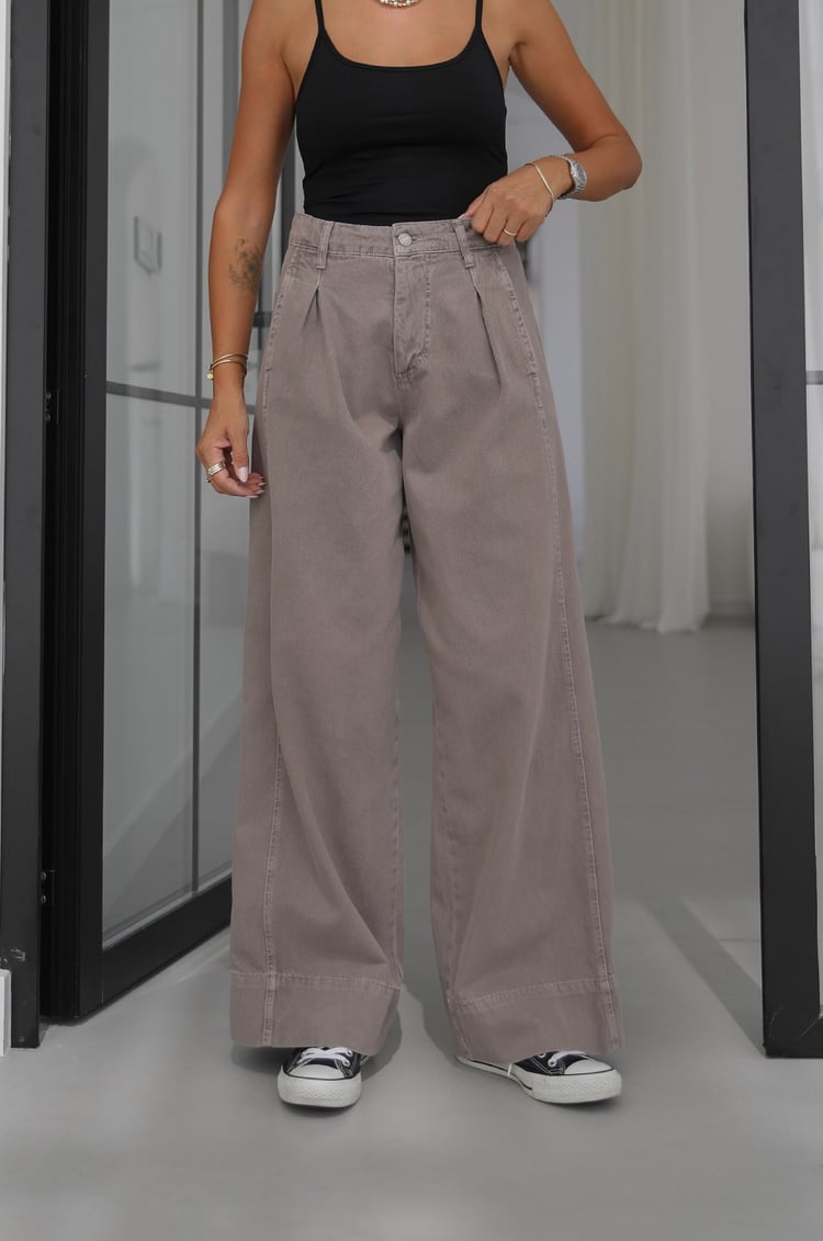 Vizon Önü Tek Pileli Wide Leg Jean