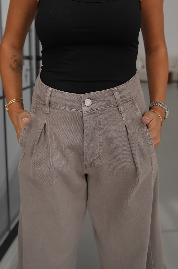 Vizon Önü Tek Pileli Wide Leg Jean