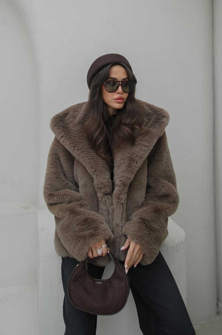 Vizon Spokes Peluş Kürk Mont