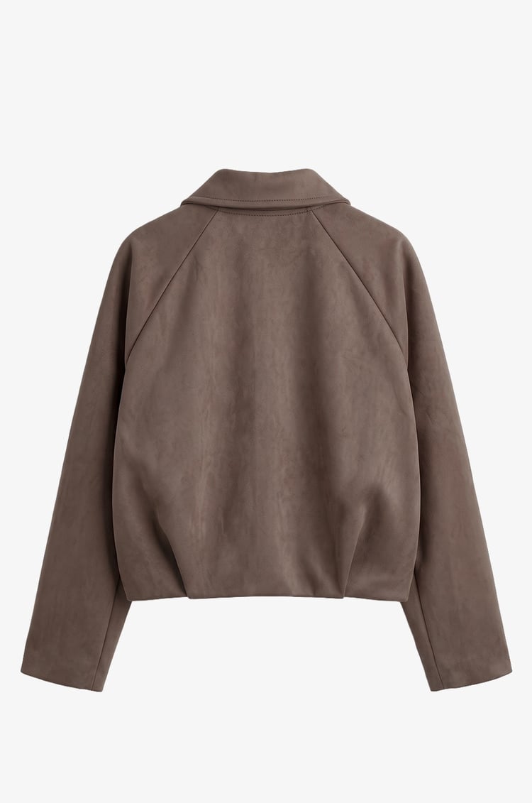 Vizon Torba Cepli Süet Bomber Ceket