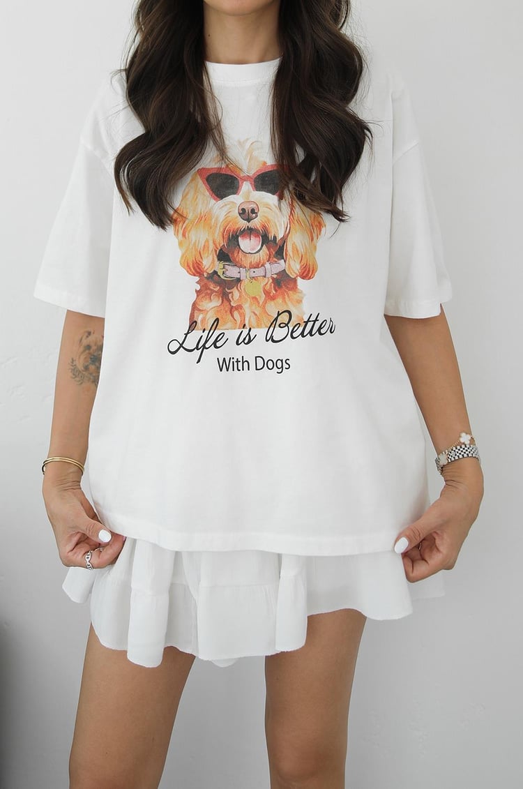 With Dogs Baskılı Tişört