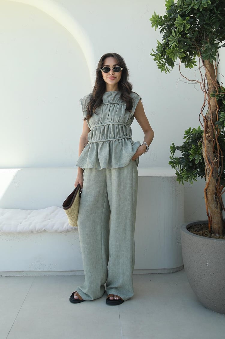 Yeşil Layer Bluz Pantolon Takım