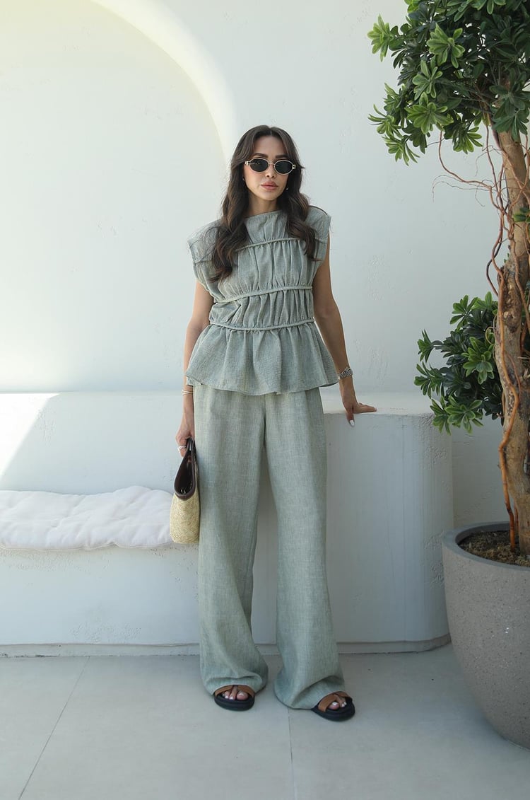 Yeşil Layer Bluz Pantolon Takım