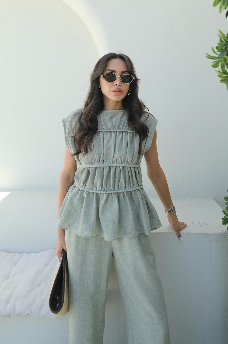 Yeşil Layer Bluz Pantolon Takım