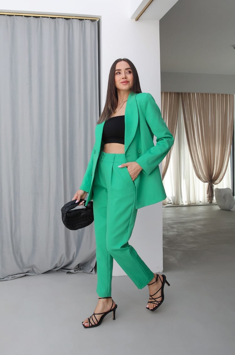 Yeşil Pantolon Blazer Takım
