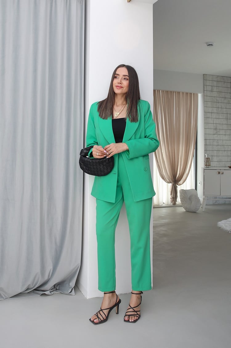 Yeşil Pantolon Blazer Takım