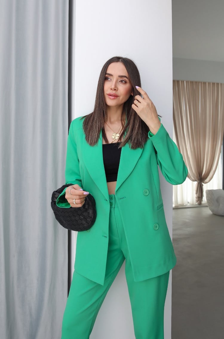 Yeşil Pantolon Blazer Takım