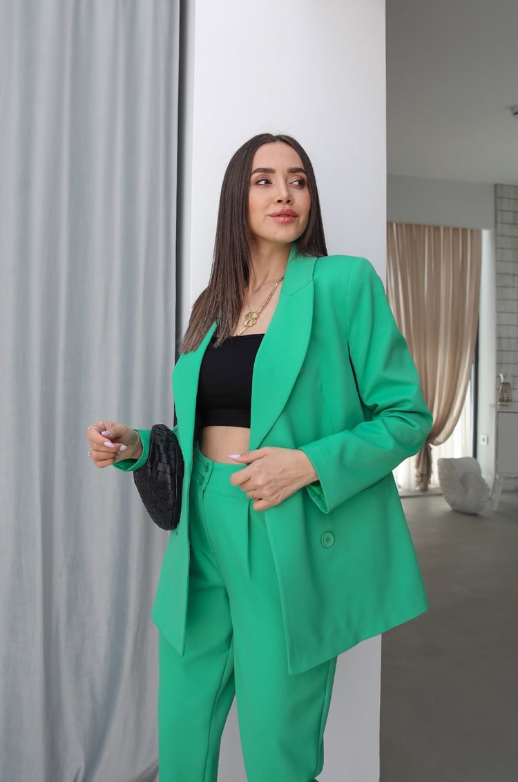 Yeşil Pantolon Blazer Takım