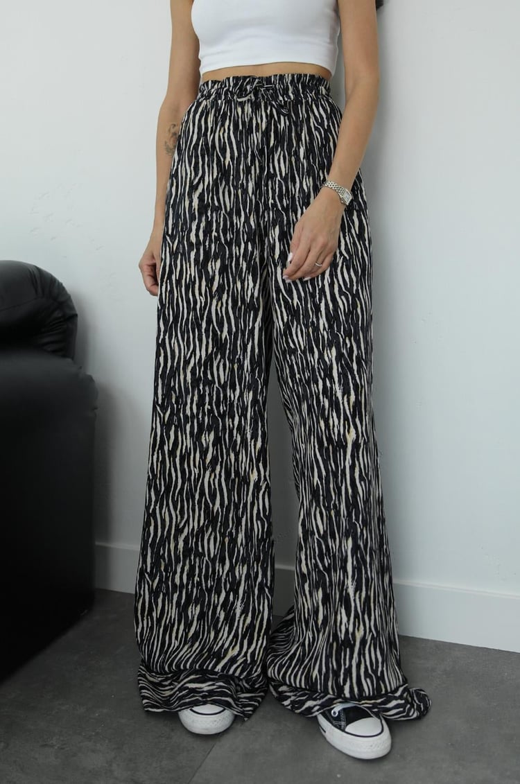 Zebra Desenli Bol Paça Pantolon