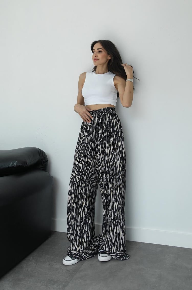 Zebra Desenli Bol Paça Pantolon